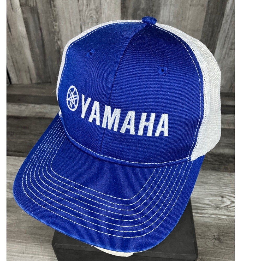 Yamaha Trucker Hat Blue White Port Authority Embroidered Snapback Cap